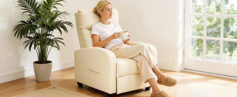 Sweetcrispy Massage Recliner Chair for Adults, Adjustable Home Theater Seating with Lumbar Support for Living Room, Modern Fabric Reclining, Beige