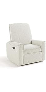 Storkcraft Premium Hoop Glider & Ottoman (White/Gray) — GREENGUARD Gold Certified Nursery Glider, Solid Wood Craftsmanship, Smooth-Gliding, Award-Winning