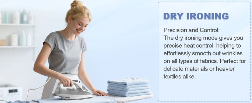 OSTBA 1600W Steam Iron for Clothes with Rapid Heating Nonstick Soleplate, Precise Thermostat Dial, Self-Cleaning, Anti-limescale, Drip Stop Function, 300ml Water Tank Clothes Iron