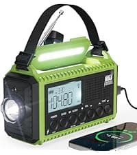AM FM NOAA Weather Radio Battery Operated with 2-Mode LED Flashlight Cell Phone Charger Dual Outputs SOS Solar Radio Emergency Hand Crank 12000mAh with Clear Signal B0F4QW1PP1