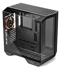 darkFlash Full-Tower ATX Gaming PC Case, Vertical GPU Mounting, Back Plug-in Motherboard, Dual-Chamber, Panoramic Glass, Up to 2 x 360mm Radiators, RTX 40 Compatible(DY470) (1 PWM ARGB Fans, Black)