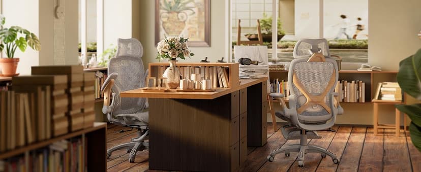 ELABEST X100 Ergonomic Office Chair with Footrest, Big and Tall Home Desk Chair with 5D Flip-Up Arms, Adjustable 3D Lumbar Support,High Back Rolling Computer Chair, Swivel Mesh Chairs (Foggy Morning)