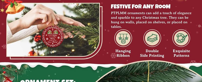 Neighbor Gifts - Neighbor Christmas Tree Decoration Ceramic Ornaments 2025- Christmas Birthday Gift Ideas for Neighbors Friends BFF Bestie Women - Thank You Gifts for Women, Friends, Xmas Decor