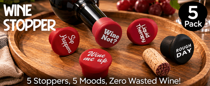 Funny Silicone Wine Stopper Set – Must-Have Wine Accessories & Perfect Wine Gifts for Women & Men – Airtight & Reusable