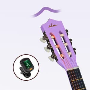 ADM Beginner Acoustic Classical Guitar 38 Inch Nylon Strings Wooden Guitar Bundle Kit for Kid Boy Girl Student Youth Guitarra Online Lessons with Gig Bag, Strap, Tuner, Strings, Purple