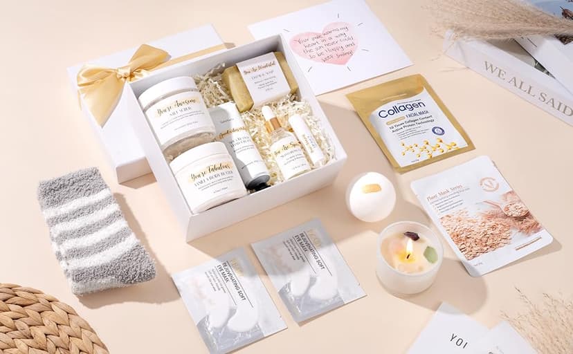 Spa Gifts for Women 13Pcs Mothers Day Gifts Happy Birthday Gift Baskets, Christmas Relaxing Home SPA Kit Bath Set Self Care Package Thank You Box for Mom Her Sister Teacher Friends Friendship