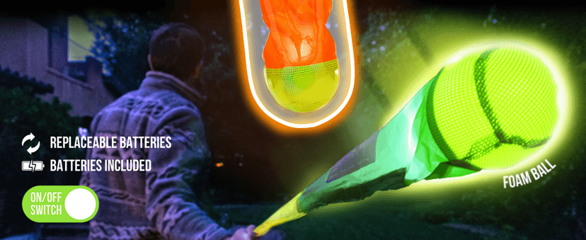 Foxtail LED - Outdoor Throw and Catch Light Up Game - Foam Ball & Tail Glow at Night - Play in The Dark - Fun Gift Idea for Kids & Adults, Boys & Girls