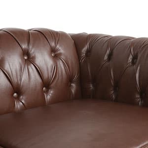 ORRD 3 Piece Living Room Set, Chesterfield Leather Sofa Loveseat Couch Chair with Scroll Arms and Nailhead for Living Room, Office (Dark Brown)