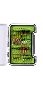BASSDASH Fly Fishing Assorted Flies Kit, Pack of 64 pcs Including Dry and Wet Flies, Nymphs, Streamers, Terrestrials, Leeches and More, with Magnetic Fly Box