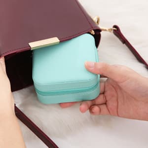 TRODANCE Mini Jewelry Travel Case, Small Portable Jewellry Organizer Box Portable Display Storage Box for Rings Earrings Necklaces, Gifts for Girl, Women, Wedding, Birthday, Mom, Mother's Day (Blue) B09631PYPT