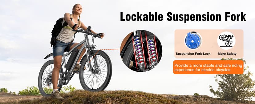 Electric Bike for Adults, 26" Commuter Ebikes with 7-Speed Gears, 25MPH Lightweight E Bike, 720W Peak Motor, 375Wh Removable Battery, 50 Miles Range, Electric Mountain Bicycle for All Terrain