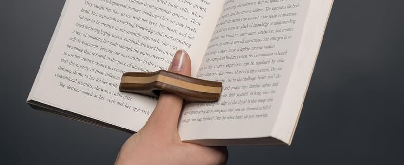 TILISMA Wooden Book Page Holder - Handmade Walnut Thumb Book Accessories - Reading Gadget to Read in Bed - Gifts for Book Lovers, Avid Readers, Bookworms, Librarians - Bookmark (Small)
