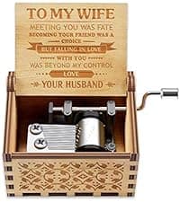 Music Box Gift for Wife - Romantic Birthday Valentine Anniversary Christmas to My Wife Gifts from Husband Boyfriend Love Women Girl Girlfriend Wooden Hand Crank Musical Box Play You are My Sunshine