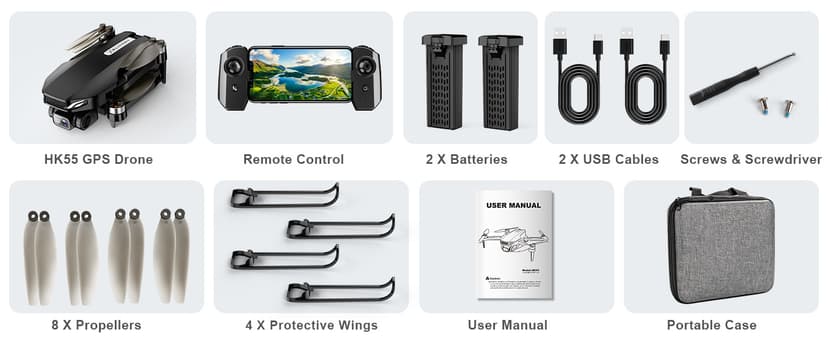 GPS Drone with Camera for Adults, 2K HD FPV Drone with Auto Return, Follow Me, Circle Fly, Waypoint Fly, Stable Hover, Brushless Motor, Foldable 5G Transmission Remote Control Quadcopter, Black