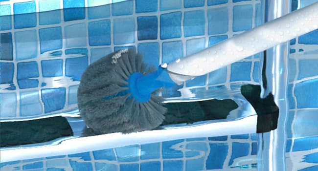 20'' 2 in 1 Pool Brush Head Cobweb Duster Heavy Duty Pool Cleaning Detachable Round Brush with EZ Clip & Wavy Nylon Bristles for Inground Pool & Above-Ground Pool (Without Pole)