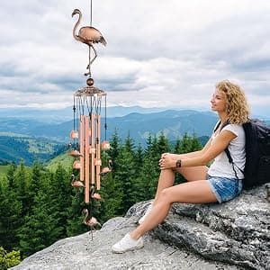 JOBOSI Flamingo Wind Chimes, Gifts for Mom Women Grandma Friends Mother, Flamingo Room Garden Decor Patio Decorations, with S Hook Flamingo Gifts B0968DSJW7