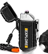 LcFun LcFun Waterproof Electric Dual Arc Lighter USB Rechargeable Outdoor Windproof Flameless Plasma Lighters for Camping, Hiking, Adventure, Survival Tactical Gear Stocking Stuffers Gifts for Men