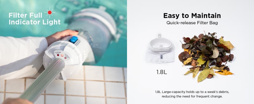 InoKraft Pool Vacuum for Above Ground Pool, Cordless Handheld Pool Vacuum for Inground Pools, Rechargeable Pool Cleaner with Powerful Suction up to 18.5 gallons/min, Ideal for Leaves, Debris, Blue