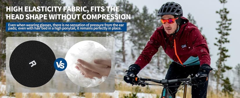 F Flammi Unisex Behind the Head Ear Muffs Foldable Winter Ear Warmers for Women & Men Ear Protection for Cycling Under Helmet