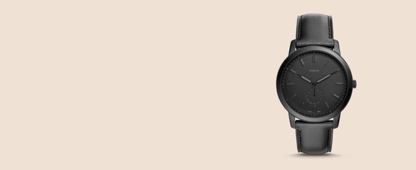 Fossil Men's Minimalist Quartz Stainless Steel and Leather Three-Hand Watch