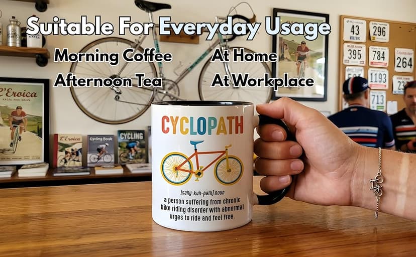 Gift for Cyclist, Cyclopath Definitions Funny Cycling Mug 11oz, Fathers Mothers Day Birthday Christmas Cool Gifts for Cyclists Biker Pedaller Bicycle Lover Triathlete, Bicycle Coffee Cup B0GSG7JZ78