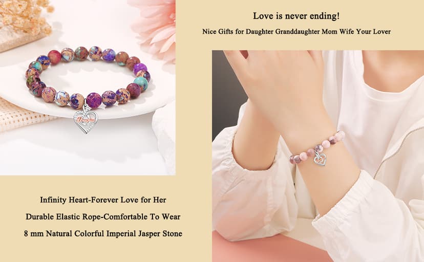 ๐๐ถ๐ณ๐๐ ๐ณ๐ผ๐ฟ ๐ช๐ผ๐บ๐ฒ๐ป ๐๐ป๐ณ๐ถ๐ป๐ถ๐๐ ๐๐ผ๐๐ฒ ๐๐ฒ๐ฎ๐ฟ๐ ๐๐ฟ๐ฎ๐ฐ๐ฒ๐น๐ฒ๐ Christmas Birthday Gifts for Sister Daughter Granddaughter Grandma, Natural Colorful Imperial Jasper Bracelet for Mom Wife Nana Aunt