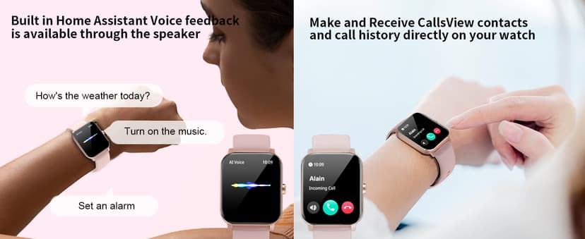 Smart Watch, Smartwatches for Men Women, 1.85" HD Fitness Tracker (Answer/Make Calls), 120+ Sport Modes, Heart Rate/Sleep Monitor, IP68 Waterproof Fitness Watch, Smartwatch for Android iOS (Pink)