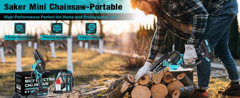 Saker Mini Chainsaw,Portable Electric Chainsaws Cordless,Handheld Chain Saw Pruning Shears Chain Saws for Tree Branches,Courtyard,Household and Garden,Christmas Gifts for Men Dad Husband Women