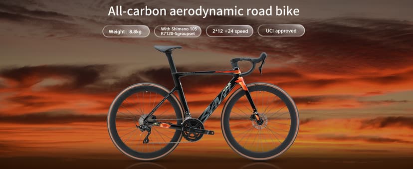 SAVADECK Carbon Fiber Road Bike, Hydraulic Oil Disc Bike with Carbon Fiber Frame and Wheelset, Lightweight Full Carbon Racing Bicycle with Shimano R7120 24S Shift Set for Adults