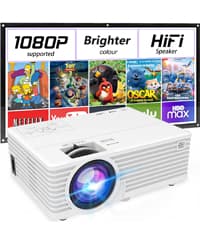 Projector with WiFi and Bluetooth, Upgrade Outdoor Projector, Mini Movie Projector Supports 1080P Synchronize Smartphone Screen by WiFi/USB Cable for Home Entertainment