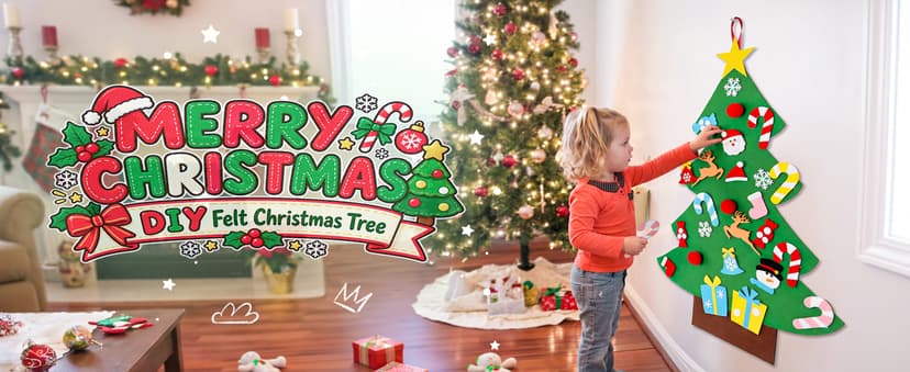 3FT Felt Christmas Tree for Kids Wall with 26 Christmas Ornaments Set, Christmas Crafts for New Year, Xmas Gifts, Indoor Aytai DIY Felt Christmas Tree for Toddlers, Hanging Christmas Decorations B075MY3NFW