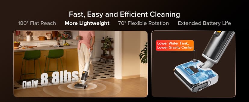 roborock F25 GT Vacuum Mop All in One, Wet Dry Vacuum Cleaner Cordless, 20000Pa Floor Cleaner Machine for Tile Hardwood Wood Vinyl Floor, Edge to Edge Self Cleaning Electric Mop with 180° Lie-Flat