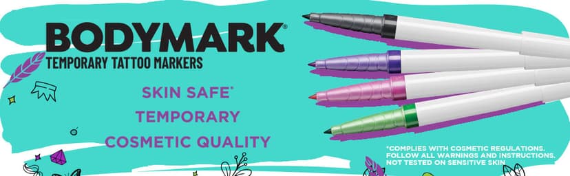 BIC BodyMark Temporary Tattoo Marker with Cosmetic Quality and Skin Safety, 8-Count in Assorted Colors