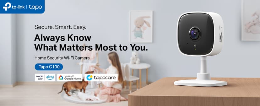 Tapo 1080P Indoor Wired Security Camera - Works as a Baby & Pet Monitor, Motion Detection, 2-Way Audio, Siren, Night Vision, Subscription-Free Local or Optional Cloud, Works with Alexa, C100(4-Pack)