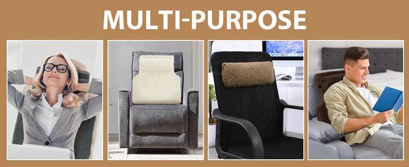 HOMBYS Sherpa Fleece Lumbar Support Pillow with Headrest for Recliner,Memory Foam Recliner Chair Cushion for Back Pain,Big High Back Support for Recliner with Chair Headrest for Elderly (Grey)