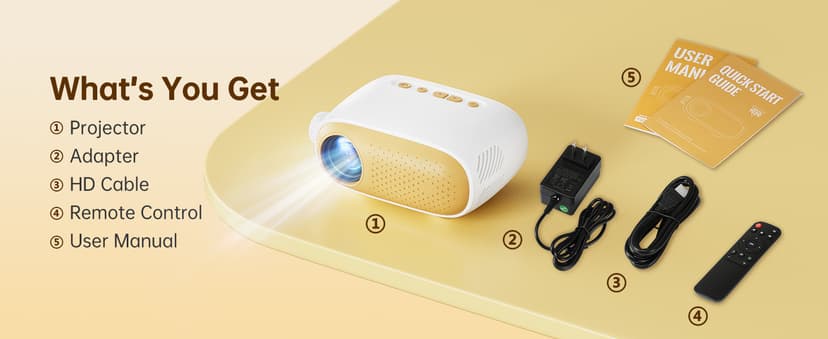 ARTSEA Mini Portable Projector for iPhone - HD 1080P Support Pico Movie Projector to Watch Cartoon, Phone Projector Compatible with HDMI, USB, TV Stick, Laptop, iOS and Android