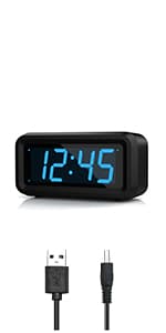 Alarm Clock, LED Digital Clock, Small Wall Clock, Battery Operated, Adjustable 3-Level Led Brightness, Dim Night Mode, 12/24Hr, Cordless, Constantly 1.2'' Digits Display for Bedroom/Travel,Easy to Set