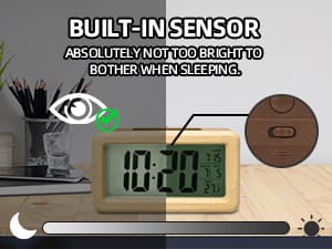 everwood Wooden Digital Battery Operated Alarm Clocks for Bedrooms, Beside, Table, Desk