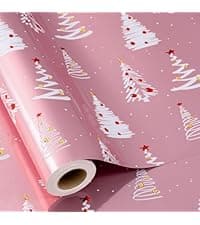 Burymento Pink Wrapping Paper Roll, Metallic Holographic Star Gift Wrap for Birthday, Valentines, Mothers day, Graduation, Wedding, Fathers day, Baby Shower, Christmas (17 IN x 32.8 FT) B0D9NFKFFC