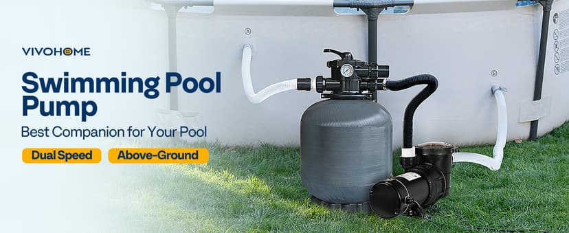 VIVOHOME 2.0 HP Above Ground Swimming Pool Pump Dual Speed 1.5" & 1.25'' Inlet/Outlet 115V Energy Saving w/Strainer Basket