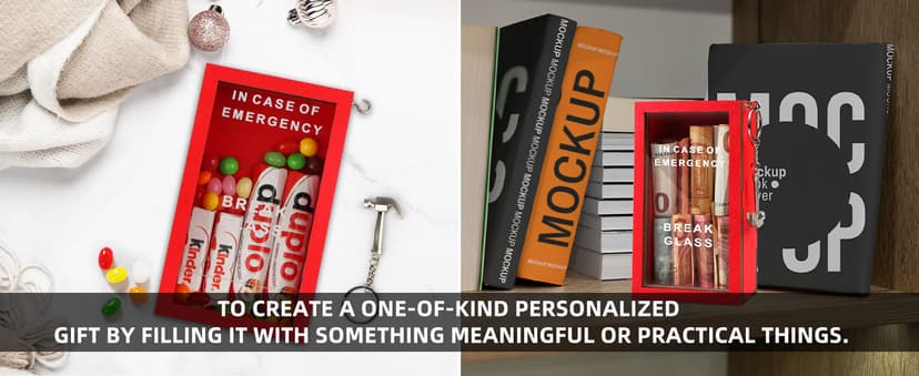 Funny Gift Emergency Box - Create Self Defined Idea Jar w/Hammer, Break in Case of Emergency Box - Desk Decor - Personalized Gag Gift for Friends Coworkers