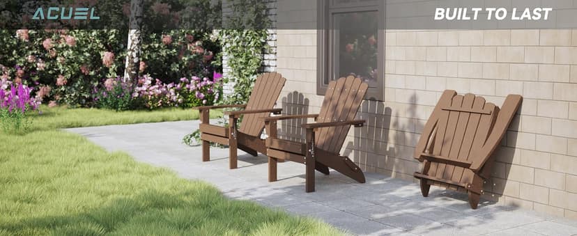 Adirondack Chairs, Folding Chairs Set of 4, Heavy Duty Weather-Resistant Patio Chairs with Wide Armrests & Ergonomic High Back, HDPE Fire Pit Seating for Backyard, Garden, Porch