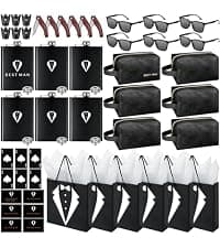 Complete Gift Set for Wedding with Flasks Shot Glasses Funnels Toiletry Bags Sunglasses Bottle Openers Gift Bags and Cards Rigibright 60 Pcs Groomsmen Gifts Set of 6 for Wedding Best Man Gift B0F6N4938G