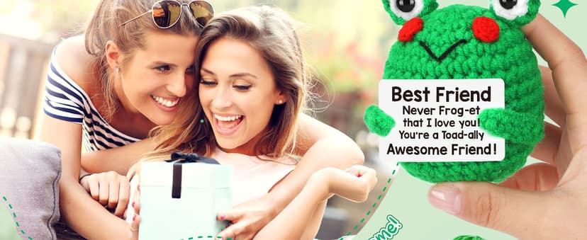LEJIAJINW Friendship for Women Birthday Bestie BFF Sister, Birthday Gifts for Women Friends, Mini Cute Handmade Frog Positive Gift Ideas Christmas Thanksgiving Valentines Day for Her