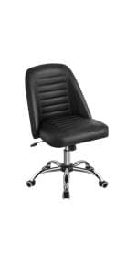 Yaheetech Adjustable Task Chair PU Leather Low Back Ribbed Armless Swivel Black Desk Chair Office Chair Wheels
