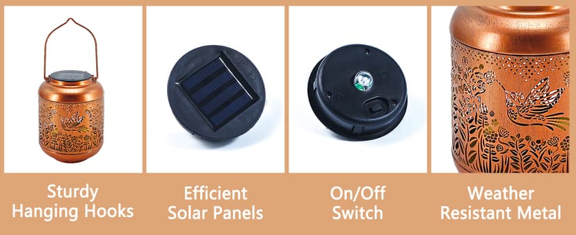 Christmas Gifts for Women Hummingbird Solar Lanterns Outdoor Waterproof Hanging Solar Lights Hummingbird Gifts Metal Bird Decorative LED Lanterns for Yard, Patio, Lawn, Pathway, Garden Decor