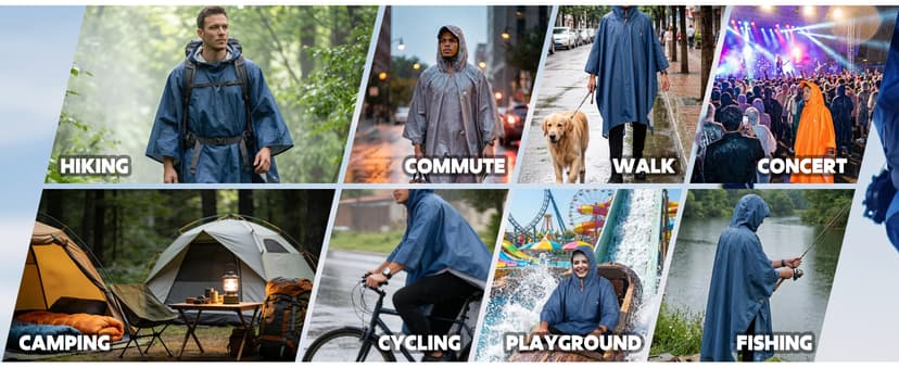 ANYOO Hooded Rain Poncho for Adults Waterproof Lightweight Rain Coat for Men Women Reusable Rain Jacket for Emergency Outdoor