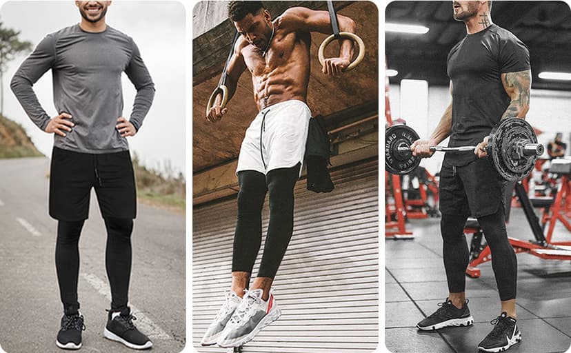 Aolesy Men's 2 in 1 Running Pants, Gym Workout Compression Pants for Men Training Athletic