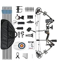 Youth Compound Bow Set 15-45 Lbs for Teens and Beginner, Package with Archery Hunting Equipment, Max Speed 260fps, Adjustable, Right Hand