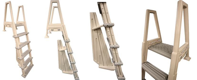 Confer Plastics 6000X Heavy Duty Above Ground in-Pool Swimming Ladder for Decks Adjustable from 42IN to 56IN HIGH